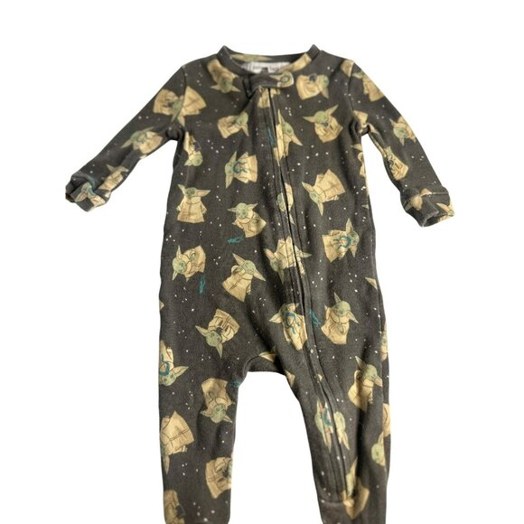 Pottery Barn Kids-Star Wars Grogu Footed Sleeper | Baby Yoda Zip-Up 0-3M - Picture 2 of 5